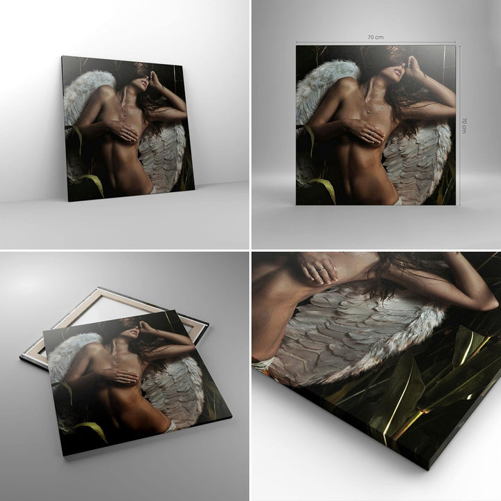 ARTTOR Bilder auf Leinwand 70x70cm Leinwandbild Engel Schönheit Körper Gross Wanddeko Bild Schlafzim