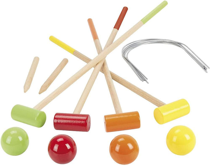 JEUJURA jeujuraj8602 Holz Krocket Spiel für 4 Spieler mit Trolley
