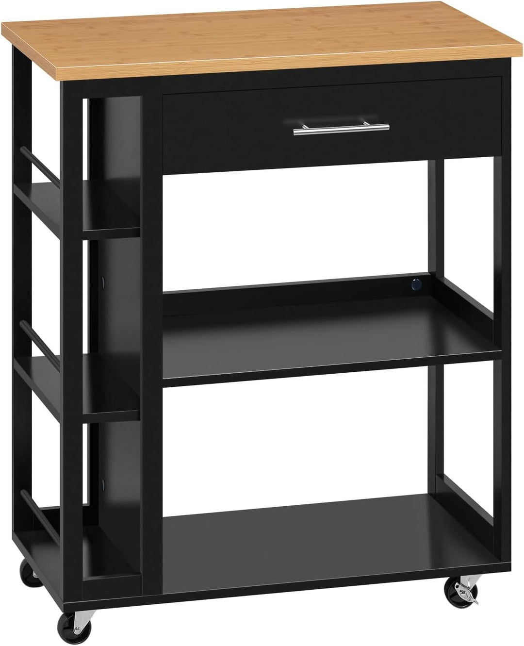 WOLTU Küchenwagen mit Arbeitsplatte, Servierwagen mit Rollen, Rollwagen mit Schublade offenen Ablage