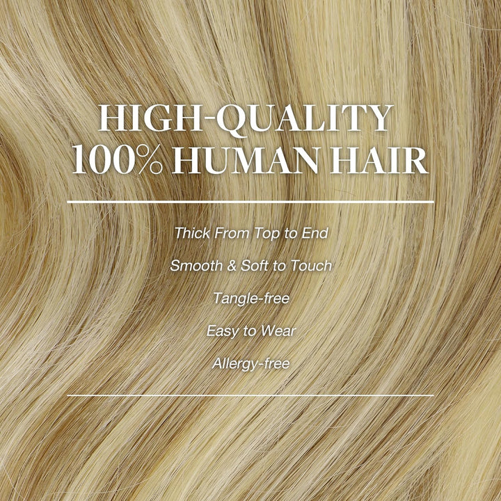 GOO GOO Clip in Extensions Echthaar, Echthaar Extensions Clip, 35cm 120g 7pcs, Extensions Echthaar,