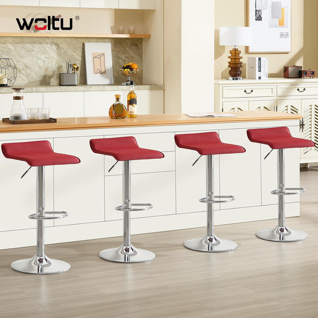 WOLTU 4er Set Barhocker Design Stuhl Drehstuhl Tresenstuhl，stufenlose Höhenverstellung, verchromter