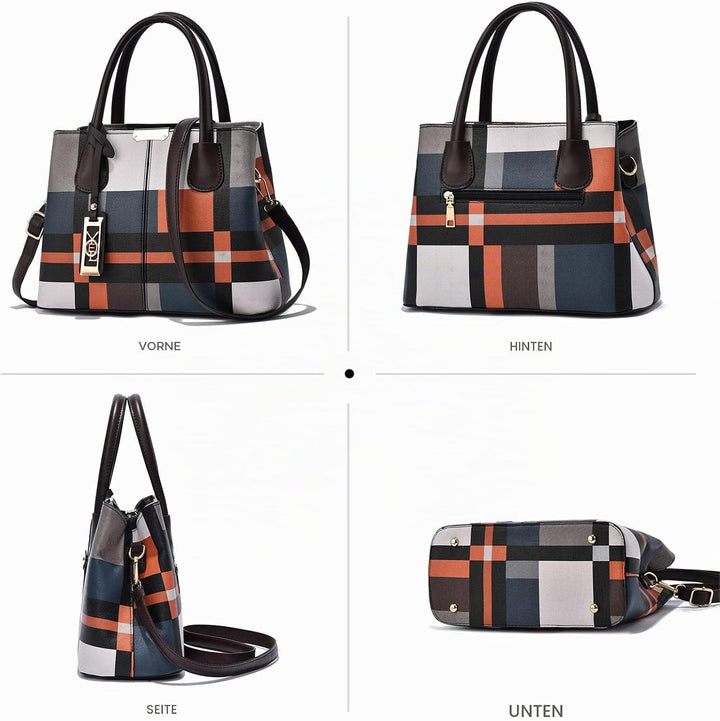 NICOLE &amp; DORIS Mode Handtasche Damen Klassische Handtasche Karierte Tasche PU Leder Schultertasche H