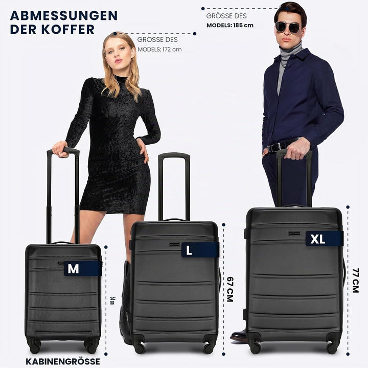 WITTCHEN Mittlerer Koffer Trolley Koffer Reisekoffer aus ABS Hartschalen Trolley 4 Rollen Kombinatio