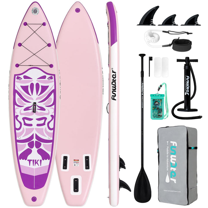 FunWater Aufblasbares Stand Up Paddle Board Multifunktionale Paddelboards mit Flossen, Knochleine, S