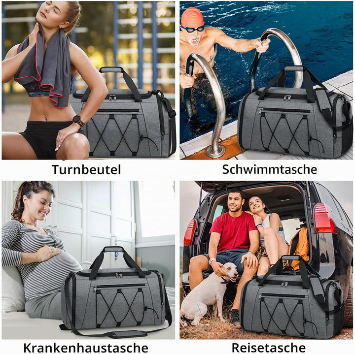 NUBILY Sporttasche Herren Damen mit Schuhfach Nassfach Wasserdicht Trainingstasche Schwimmtasche Gro