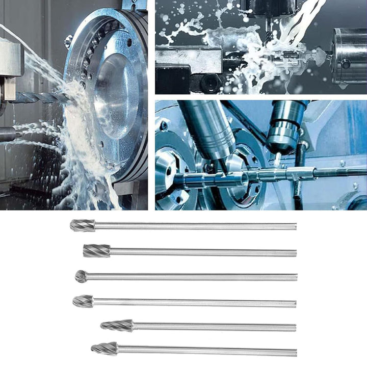 6pcs 6mm 1/4"Schaft Aluminium Rotary Burr Extra Long 150mm Fräser 154mm, 160mm, 164mm, 166mm, 167mm,