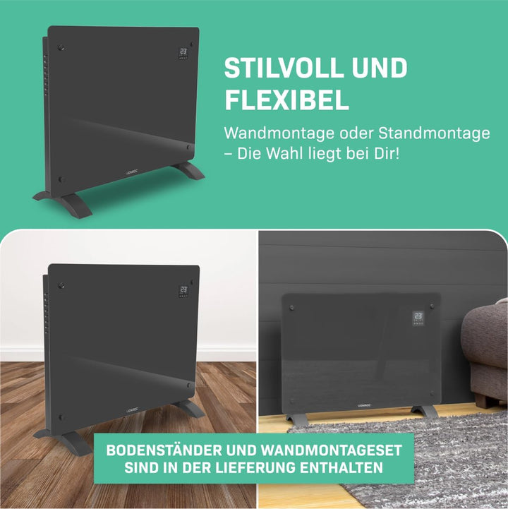 VONROC Elektroheizung energiesparend 1500W - Konvektor Heizung [18qm Räume] - Mobile Elektrische Hei