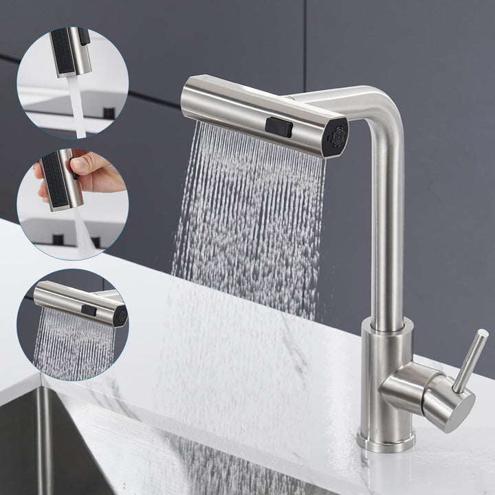 Ulytid Wasserhahn Küche Ausziehbar, Küchenarmatur mit Brause Ausziehbar 3 Modus, Hochdruck Armatur K