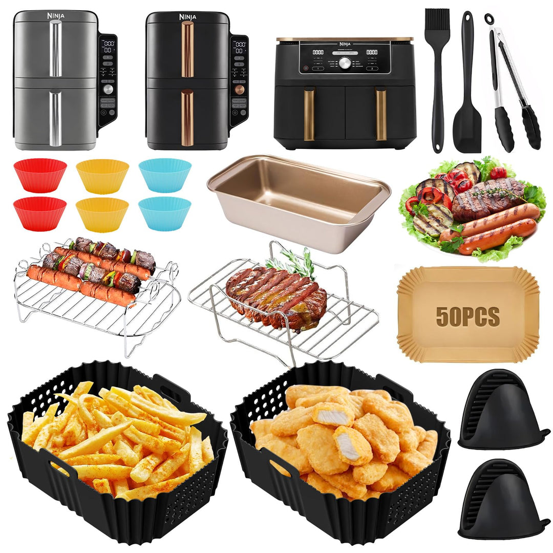 Heissluftfritteuse Zubehör für Ninja Double Stack XL SL400EU 9,5L, 17 Stück Airfryer Silikonform Zub