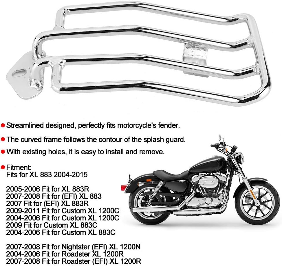 Qiilu Motorrad Gepäckträger, Motorrad Kotflügel Gepäckträger Rückenlehne Stützrahmen Fit für Nightst