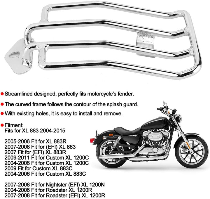 Qiilu Motorrad Gepäckträger, Motorrad Kotflügel Gepäckträger Rückenlehne Stützrahmen Fit für Nightst