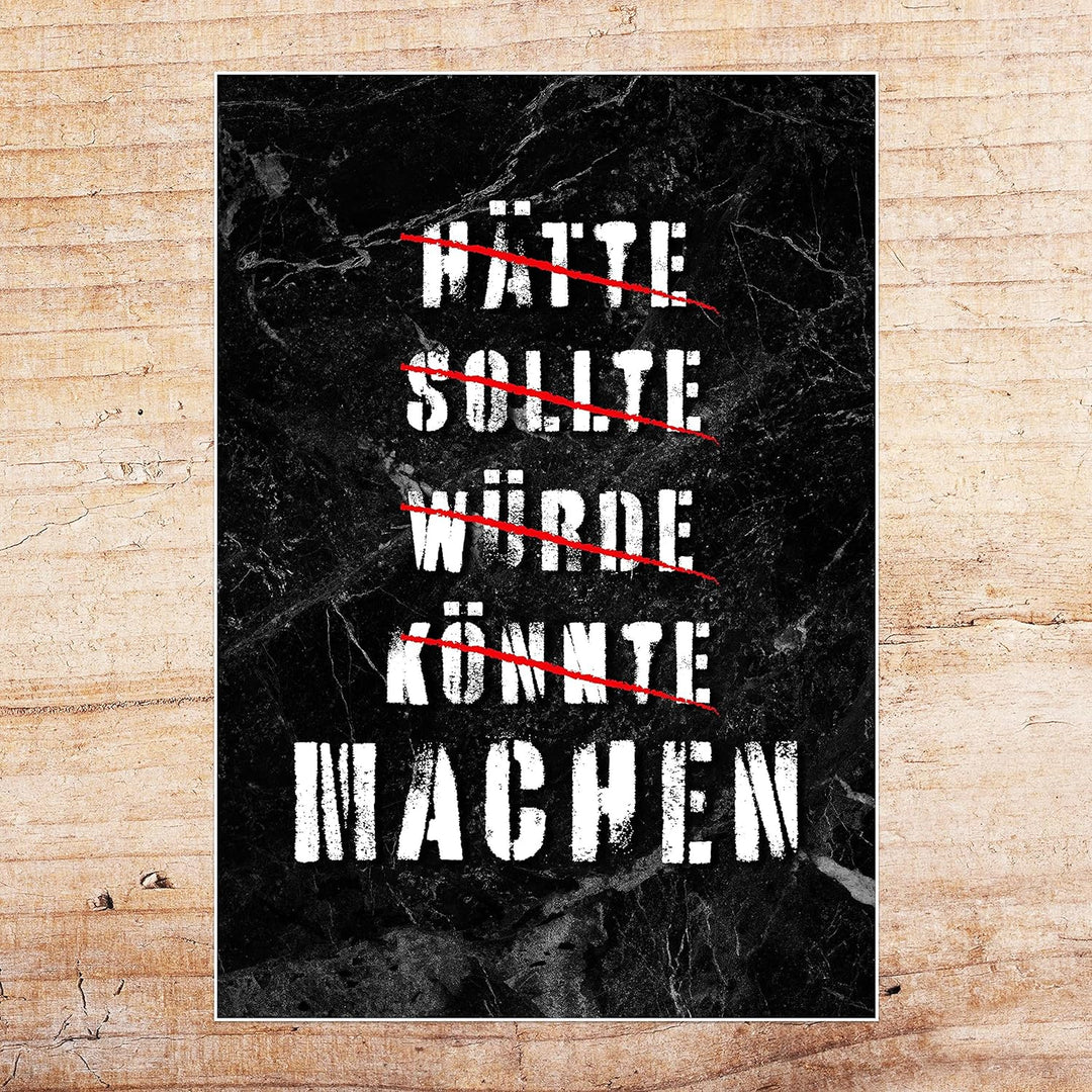 wandmotiv24 Poster als Wanddeko, Grösse 100x70cm, Hätte sollte würde, Marmor, Moderne Wanddeko, Wand