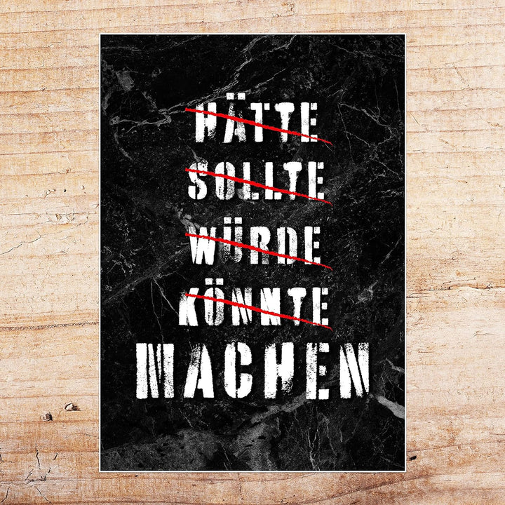 wandmotiv24 Poster als Wanddeko, Grösse 100x70cm, Hätte sollte würde, Marmor, Moderne Wanddeko, Wand