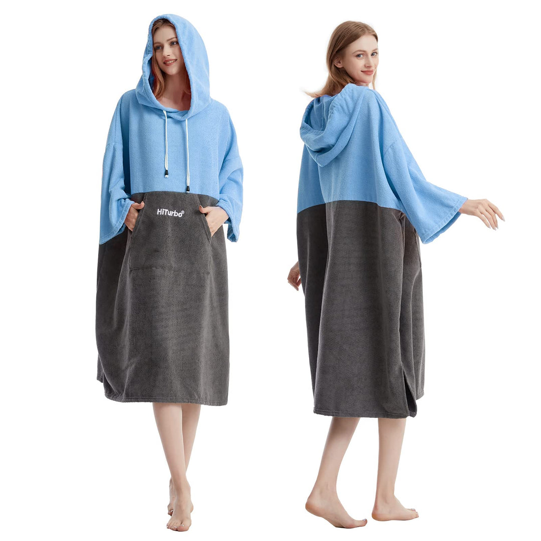 Hiturbo Surf Handtuch Poncho Umziehhilfe - Herren und Damen Changing Robe badeponcho Umkleidehilfe S