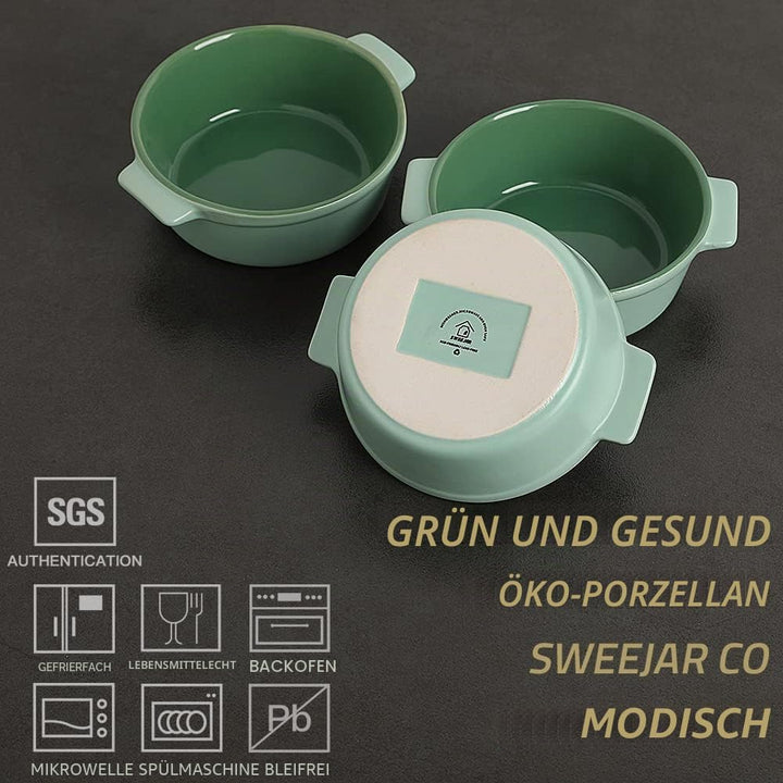 Sweejar Home Keramik-Souffle-Schalen, runder Griff, zum Backen, 300 ml, für Pudding, Creme Brulee un
