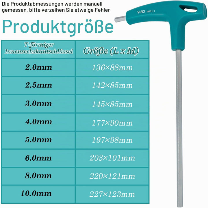 T-Griff Schlüssel-Satz: Metrisch T Griff Schraubendreher Set 8tlg (2.0mm/2.5mm/3mm/4mm/5mm/6mm/8mm/1