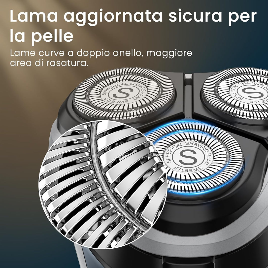 SweetLF Wet &amp; Dry Elektrorasierer Bart Herren Wiederaufladbare Rasierer Wasserdicht 3 Rotary Köpfe f