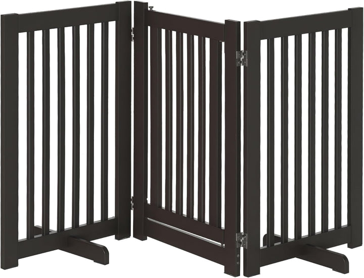 PawHut Absperrgitter Holz Freistehendes Schutzgitter für Hunde Türschutzgitter Verstellbares Hundegi