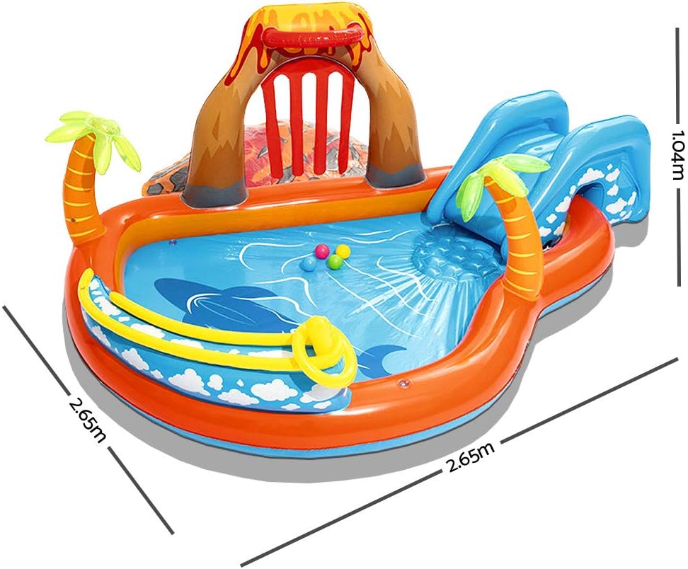 Bestway Wasserspielcenter „Lava Lagoon" 265 x 265 x 104 cm, Quadratisch, Mehrfarbig, ab 2 Jahren