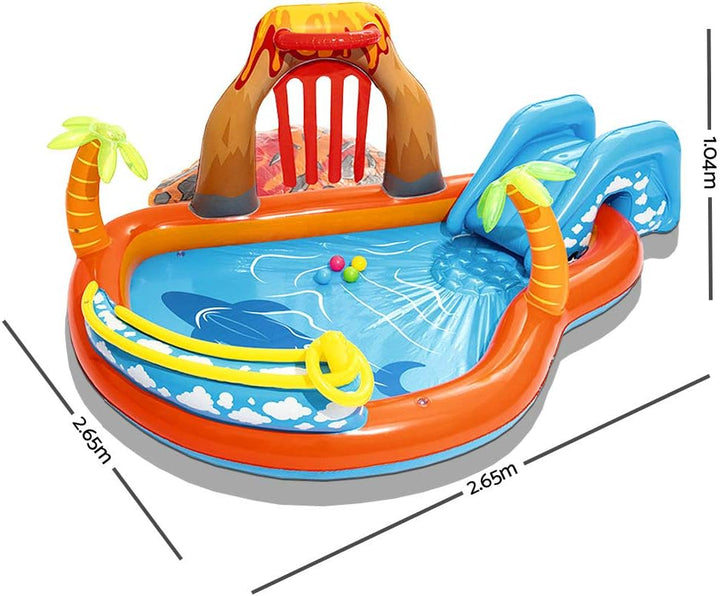 Bestway Wasserspielcenter „Lava Lagoon" 265 x 265 x 104 cm, Quadratisch, Mehrfarbig, ab 2 Jahren