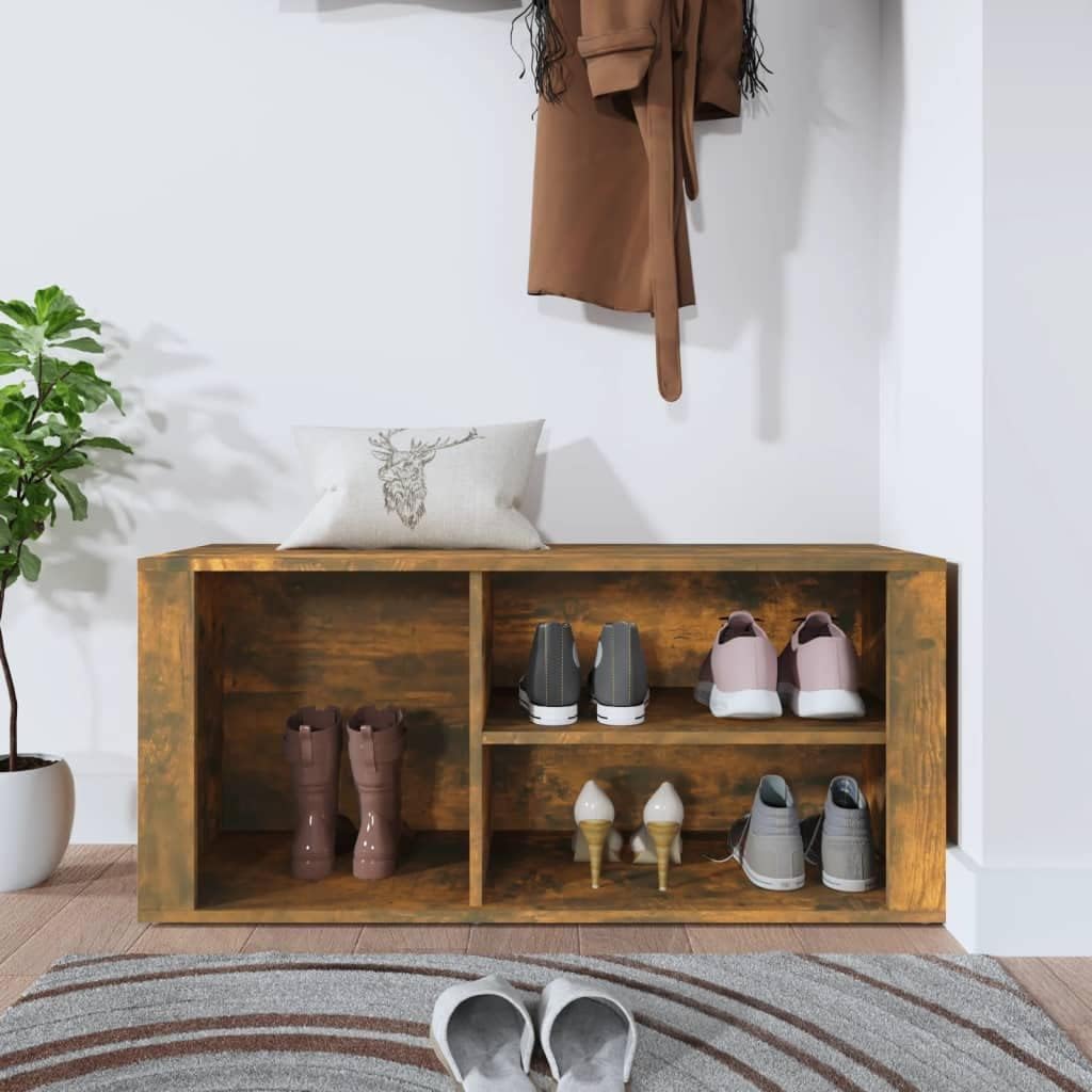 Schuhschrank aus Holzwerkstoff 100x35x45cm Räuchereiche Schuhschrank Holz Flurschrank Lagerschrank P