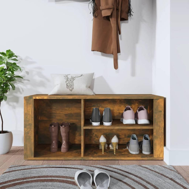 Schuhschrank aus Holzwerkstoff 100x35x45cm Räuchereiche Schuhschrank Holz Flurschrank Lagerschrank P