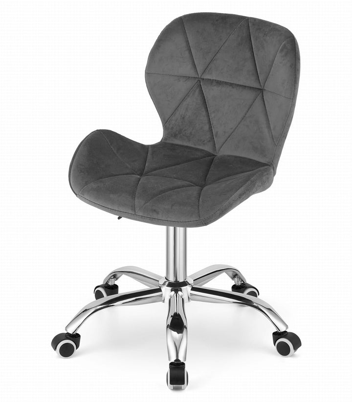 NMK HOME Drehstuhl mit Rollen - Höhenverstellbar Polsterstuhl - Home Office Samt Stuhl mit Geometris