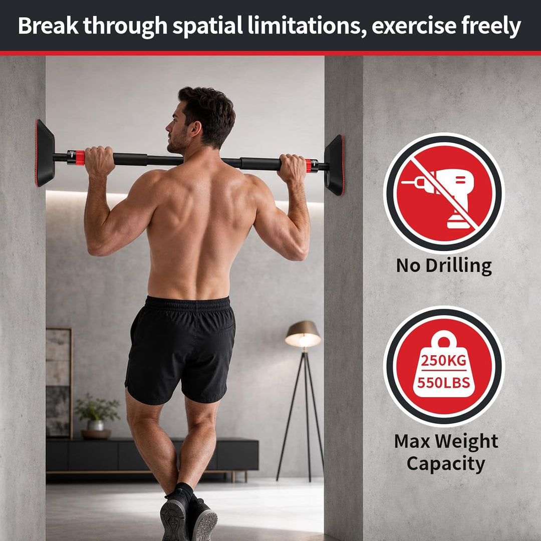 Fokky Klimmzugstange Türrahmen, Reckstange Ohne Schrauben 74-97 cm Ausziehbar, Pull up Bar Tragkraft