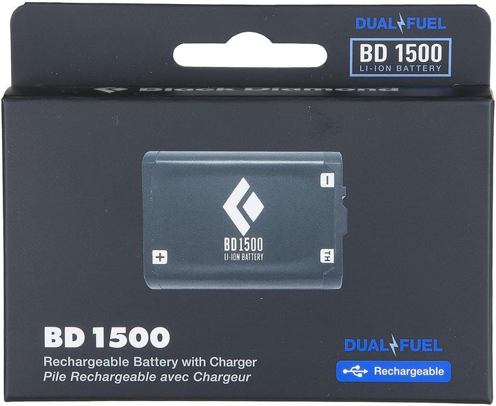 BLACK DIAMOND BD 1500 Akku &amp; Ladegerät | Wiederaufladbarer Scheinwerfer-Akku Pack | USB-C-Ladestatio