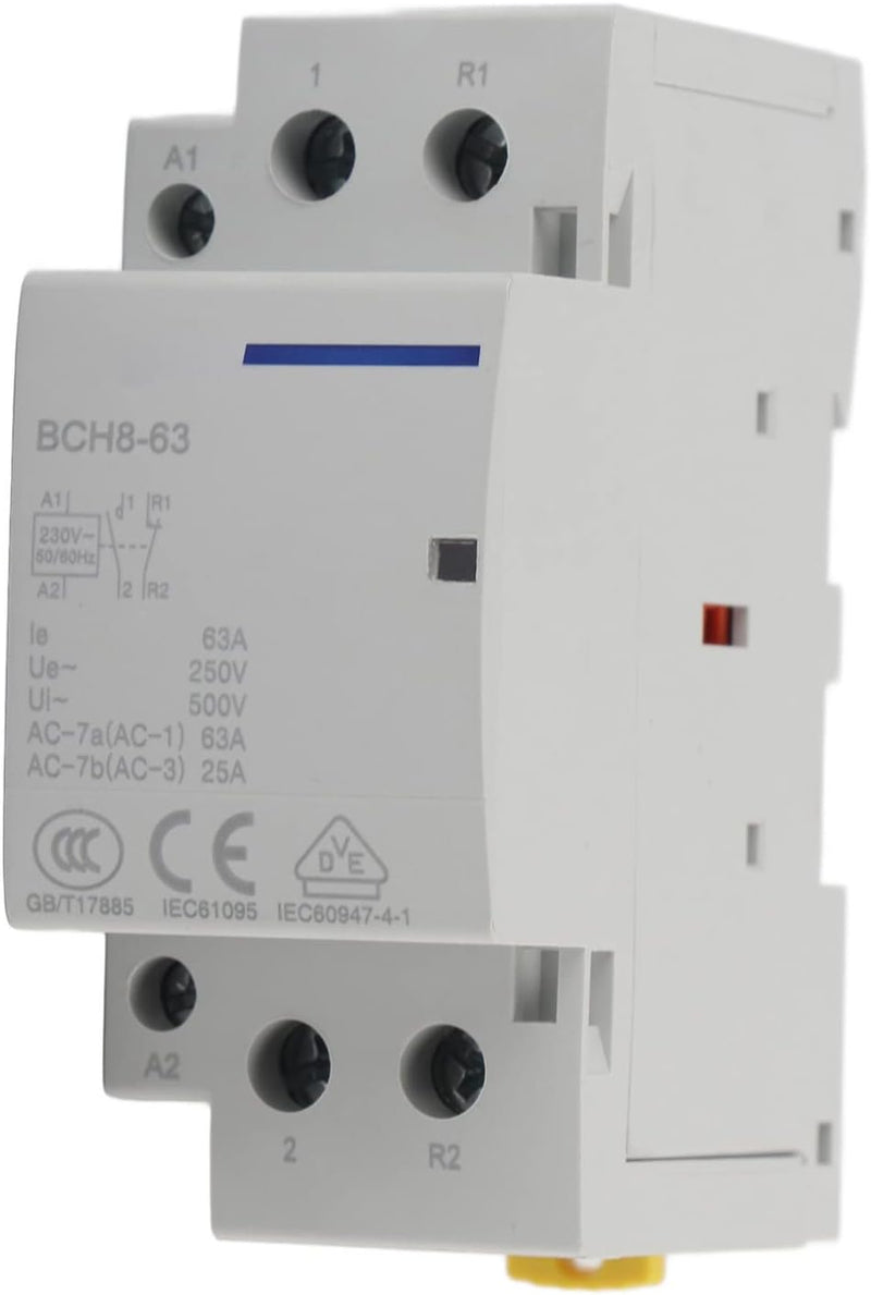 Haushalt AC Schütz, 2P 1NO 1NC 63A 220V/230V 50/60HZ 35mm Haushalt Hutschiene AC Schütz DIN-Schiene