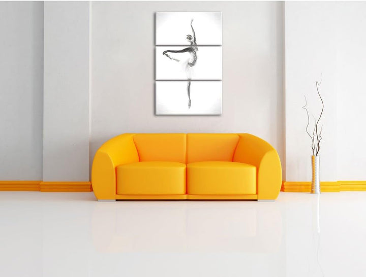 Pixxprint Ästhetische Ballerina / 3-Teilig/Gesamtmass 120cm Leinwandbild bespannt auf Holzrahmen/Wan