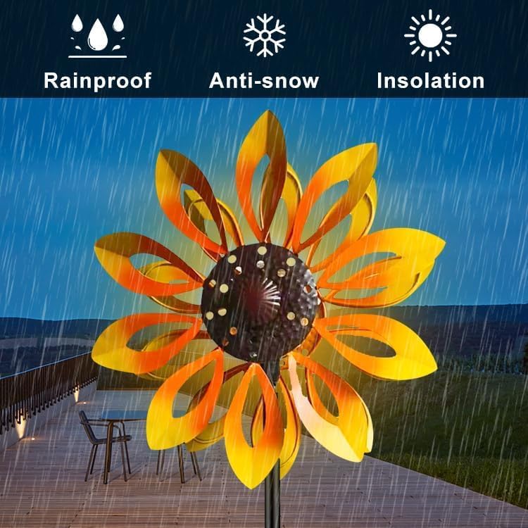 Windspinner Gartendekoration mit Solarlicht, Metall, Kupfer/Bronze, Doppeldrehrichtung 8\"W x 12\"H,