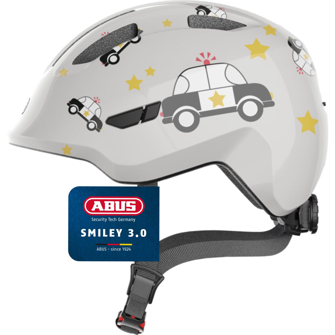 ABUS Kinderhelm Smiley 3.0 - Fahrradhelm mit tiefer Passform, kindergerechten Designs & Platz für ei