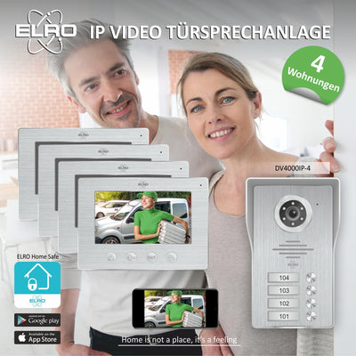ELRO DV4000IP-4 DV4000 Video Türsprechanlage, Grau, 4 Appartment Mit App 4 Appartment, Mit App 4 App