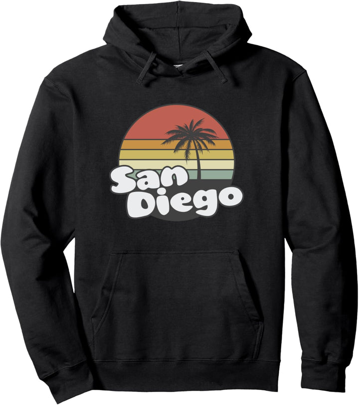 San Diego CA Retro Vintage Style Gestreift Sunset Pullover Hoodie