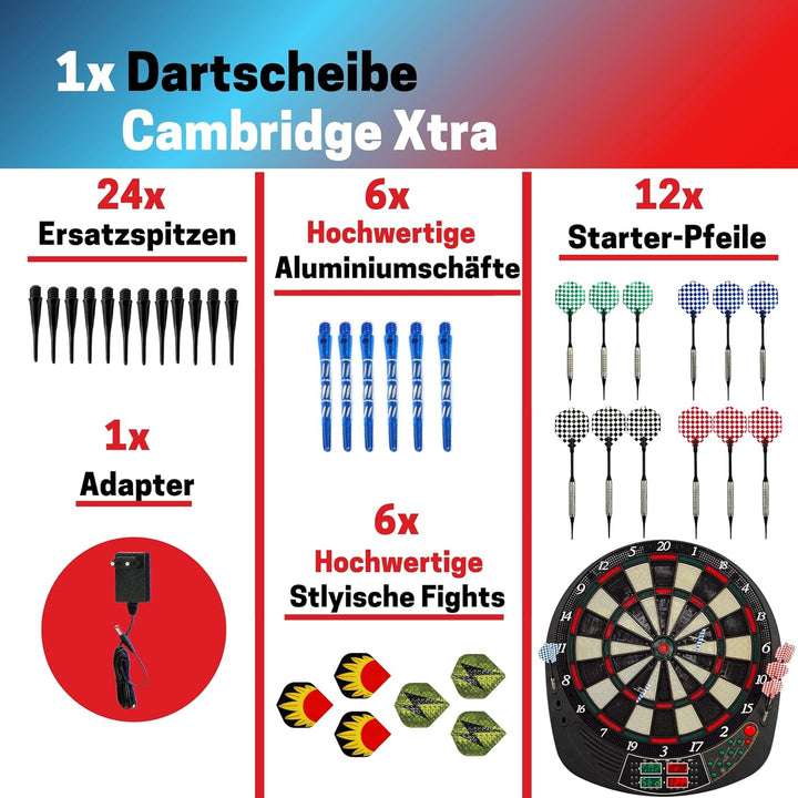 Best Sporting Dart Set Coventry Xtra mit 12 Dartpfeilen & Ersatzspitzen I Dartscheibe elektronisch i