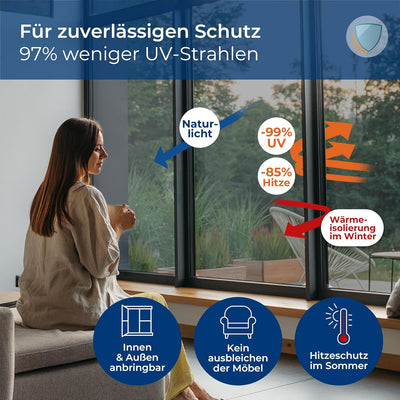 WindowShield® | UV-Schutz Sonnenschutzfolie Fenster innen oder aussen | Spiegelfolie Selbstklebend |