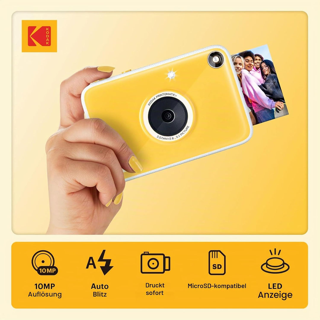 Kodak Printomatic+ Sofortbild Digitalkamera Starter-Set mit Tasche und 20er Zink-Fotopapier – 10MP,