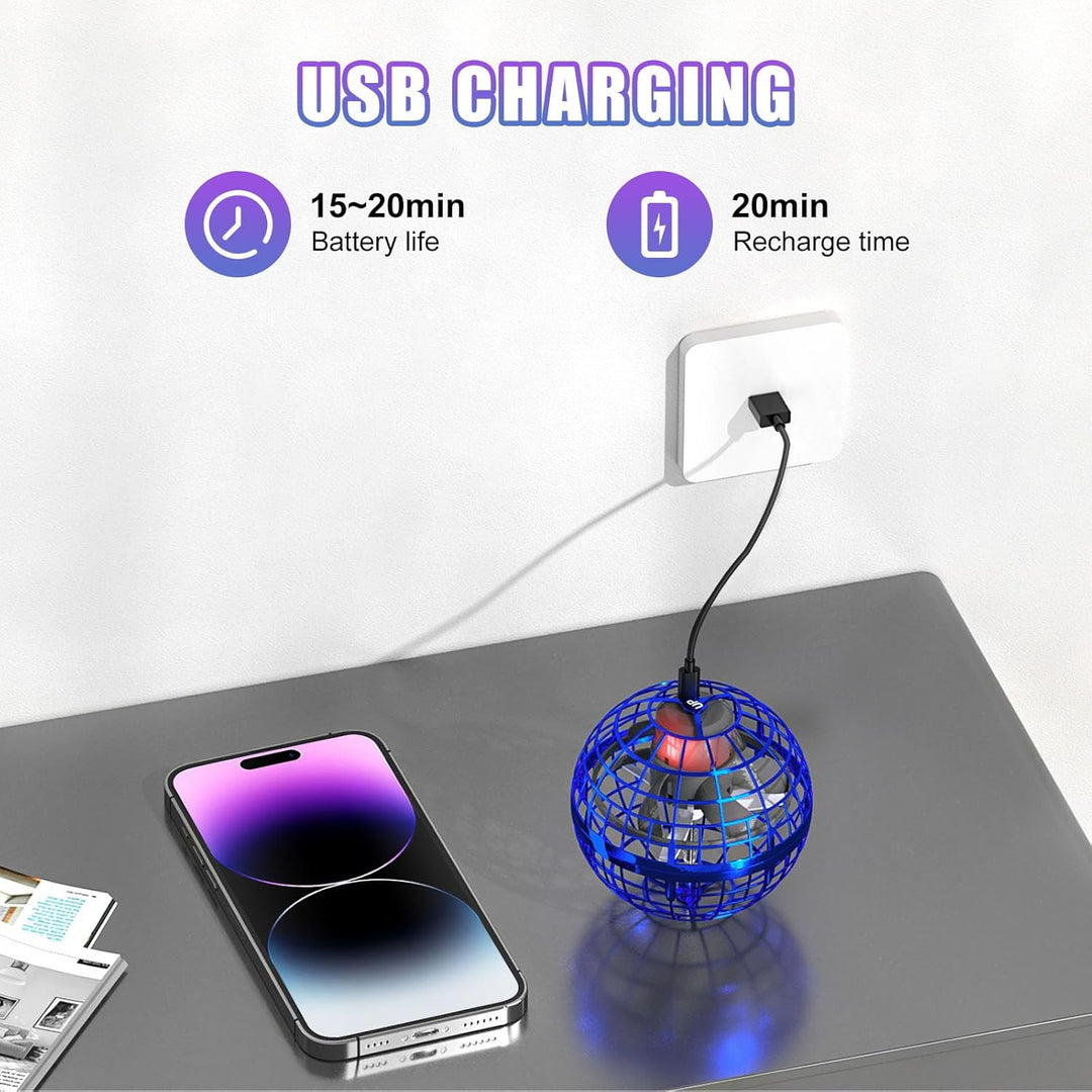 XINHOME Fliegender Ball, Flying Ball mit Led-Beleuchtung, Fliegender Ball Drohne Flying Orb Ball Hov