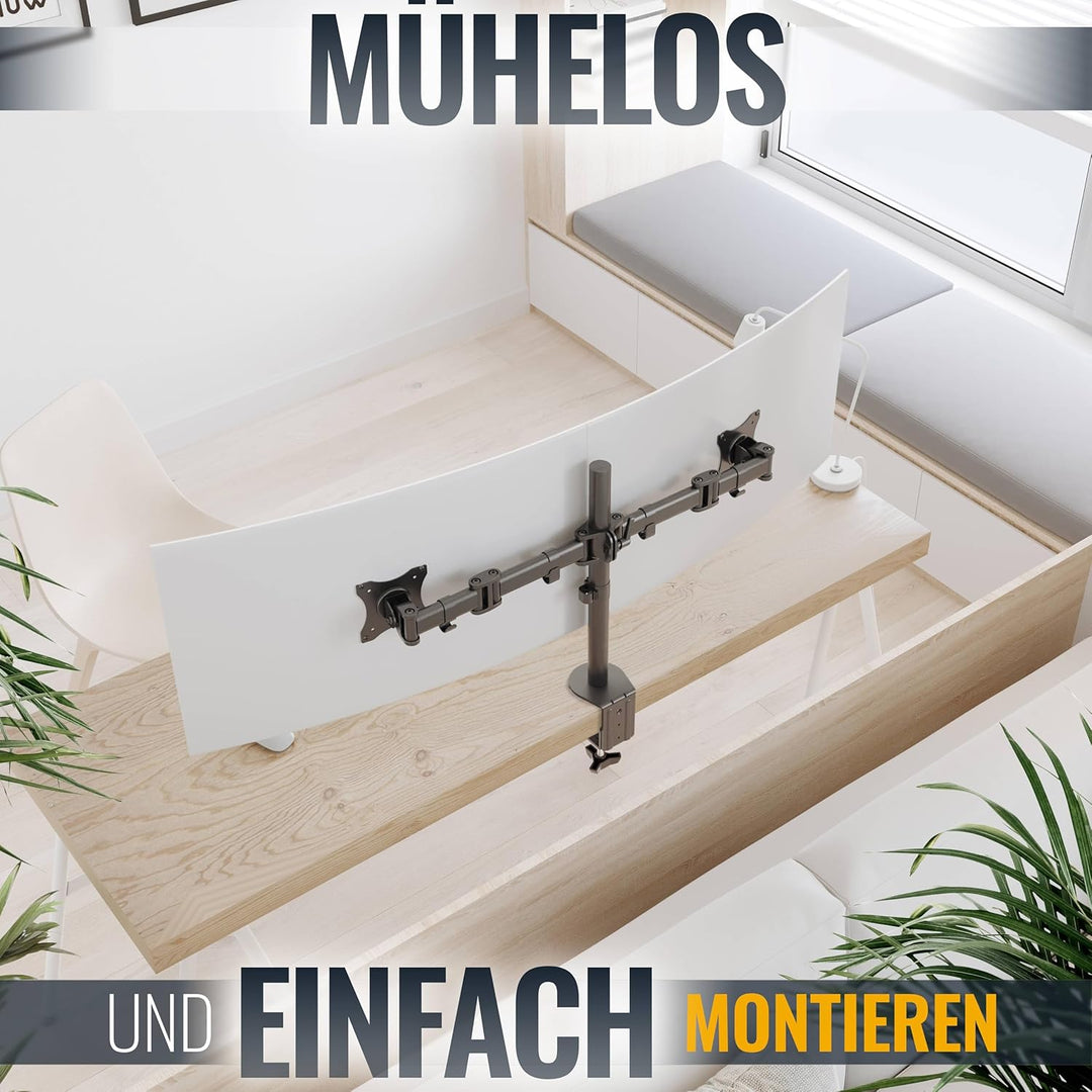 RICOO Monitorarm Monitorhalterung 2 Monitore Arm Monitor Halterung Tisch, TS5811 VESA Tischhalterung