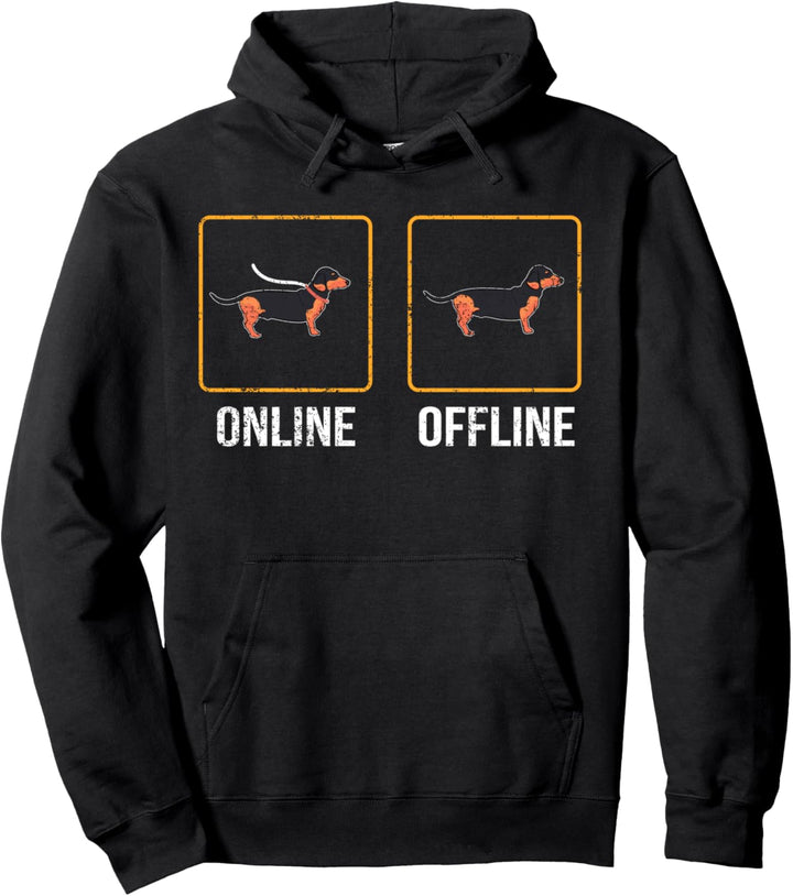 Dackel Online Offline Geschenk Lustiges Pullover Hoodie
