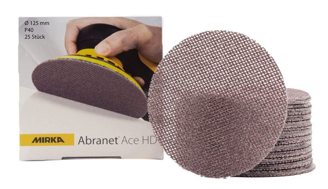 Mirka Abranet Ace HD Netz Schleifscheiben Ø 125mm Klett / Korn P40 / 25 Stk / AH23202540 / Für 125mm