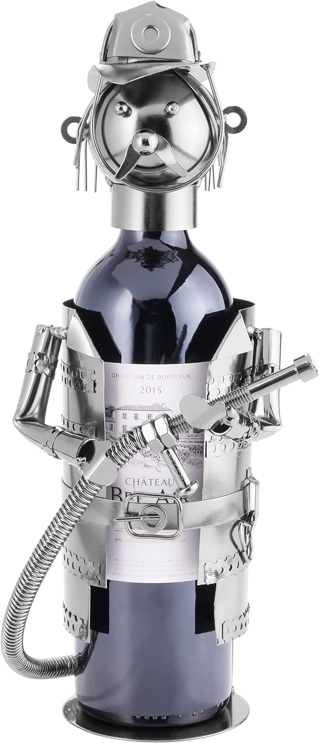 Brubaker Flaschenhalter Feuerwehrmann Metall Skulptur mit