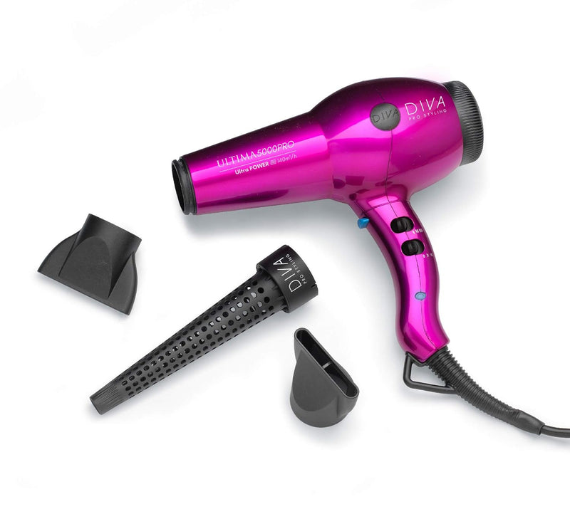 DIVA Pro Styling Ultima 5000 Pro Haartrockner/Föhn - 2200W, 4 Hitze- und 2 Geschwindigkeitsstufen -