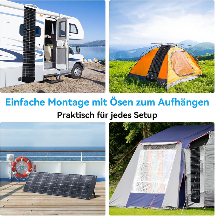 Ecosonique 200W Tragbares SolarPanel, Faltbar Solarmodul mit Kickstand, USB-C PD3.0 & USB-A QC3.0, M
