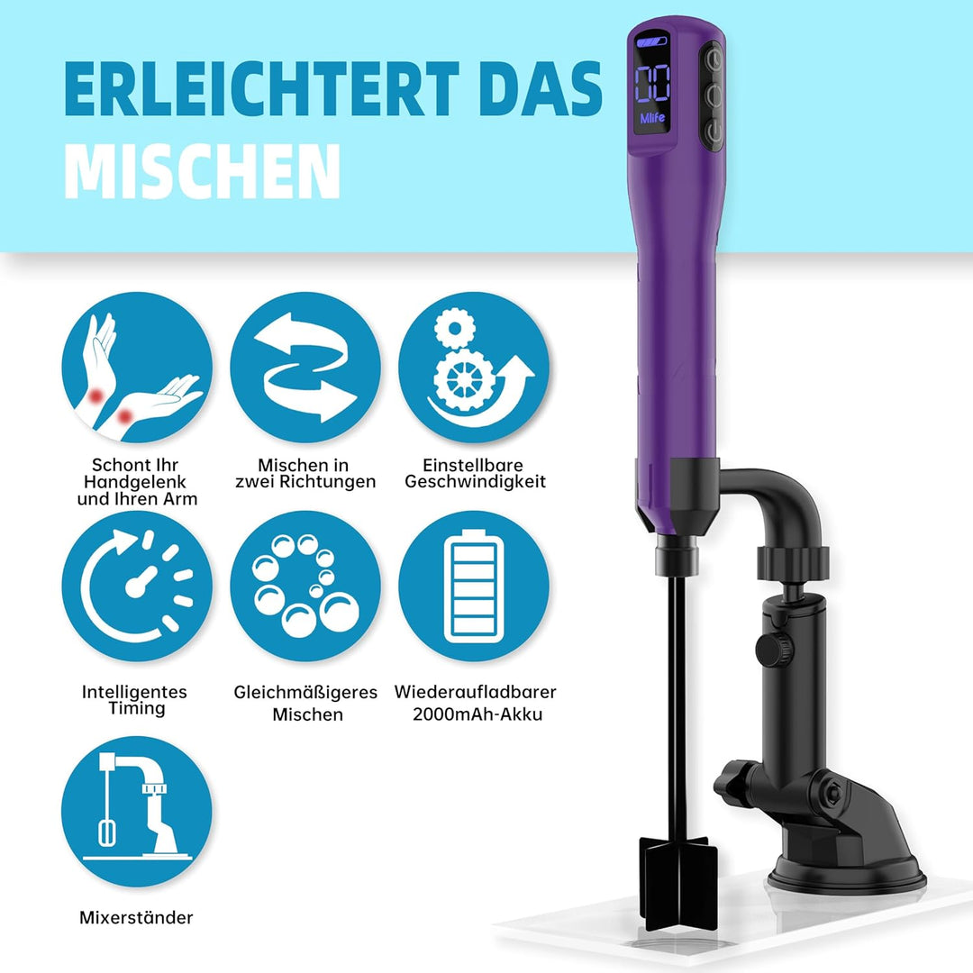 Mlife Upgraded Resin Mixer, Epoxy Resin Electric Stirrer, Paint Mixer & Timed Epoxy Resin Mixer for