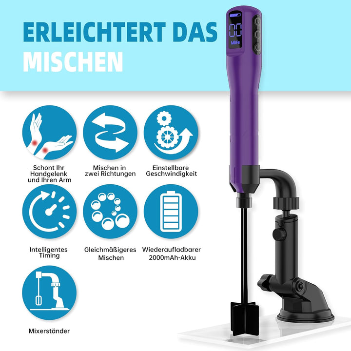 Mlife Upgraded Resin Mixer, Epoxy Resin Electric Stirrer, Paint Mixer & Timed Epoxy Resin Mixer for