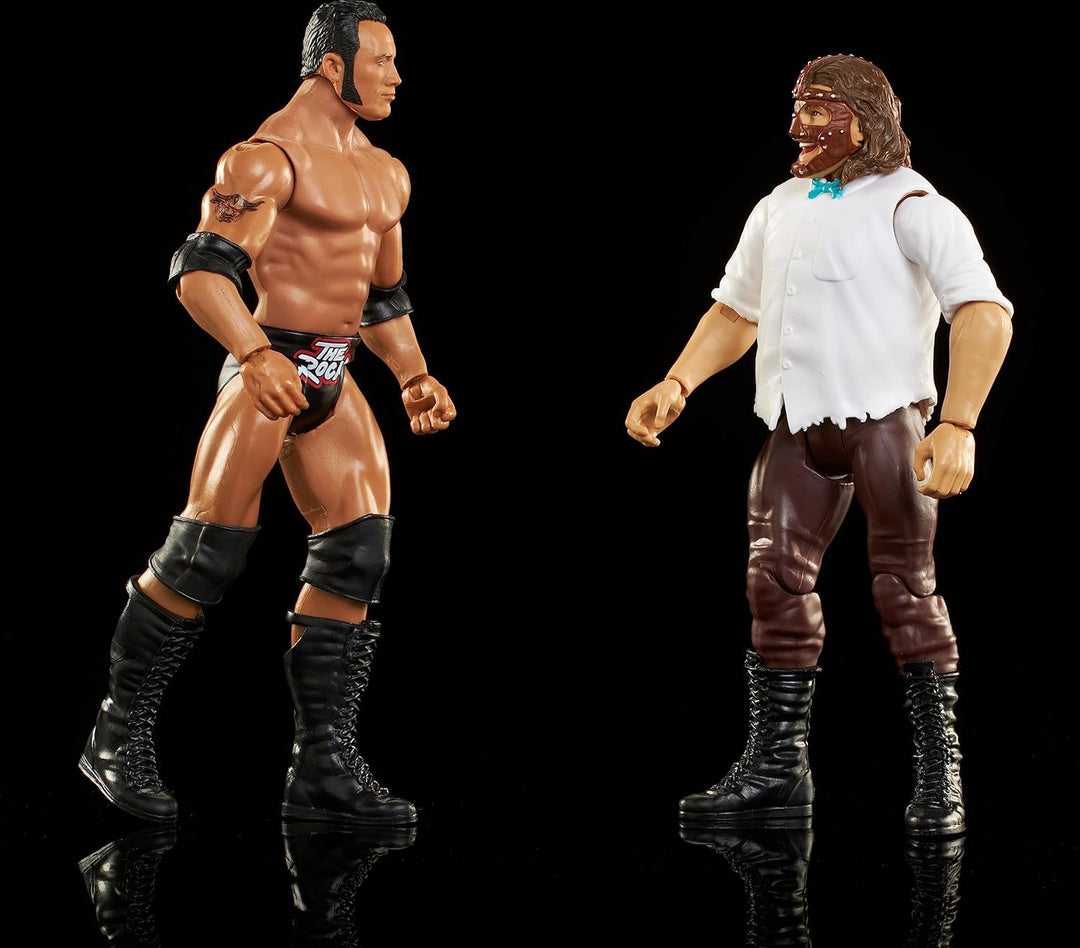 Mattel WWE The Rock vs Mankind Championship Showdown Actionfigur, 2er-Pack mit Championship, 15,2 cm