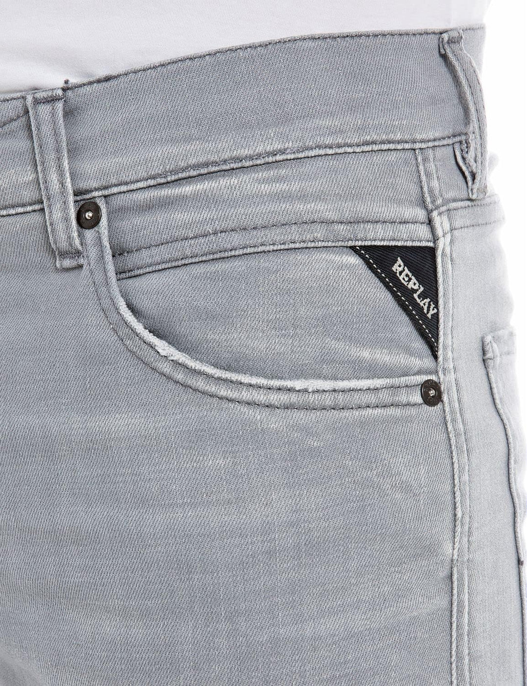 Replay Herren Jeans Mickym Slim-Fit 33W / 30L Light Grey 095, 33W / 30L Light Grey 095