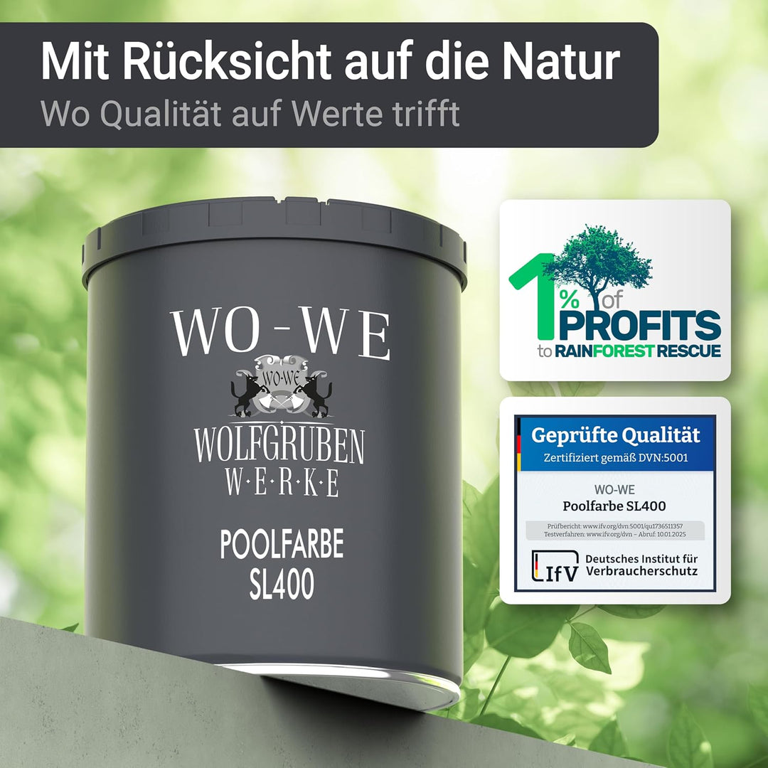 WO-WE Schwimmbadfarbe Poolfarbe Schwimmbeckenfarbe Lichtblau ähnl. RAL 5012-750ml RAL 5012 ähnl. Lic